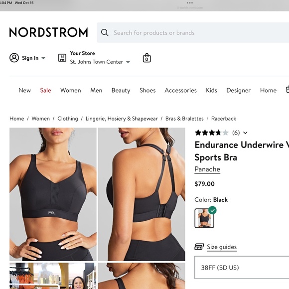 NWT PANACHE BLACK UNDERWIRE V-NECK UNLINED SPORTS BRA - Picture 4 of 12